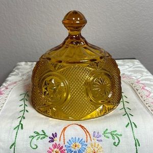 Vintage Amber Done Glass Replacement Lid Indiana Glass Style